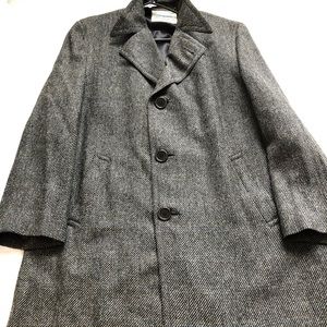 Vintage Hickey Freeman Amalgamated USA made Wool Windowpane Tweed Overcoat 46R